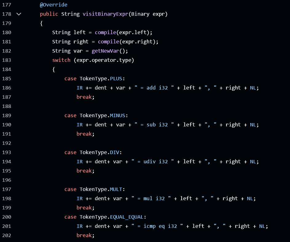 Snippet of code